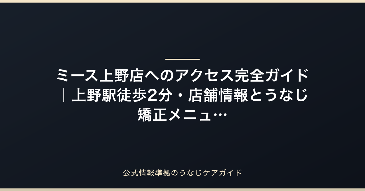 ミース上野店へのアクセス完全ガイド｜上野駅徒歩2分・店舗情報とうなじ矯正メニューの要点