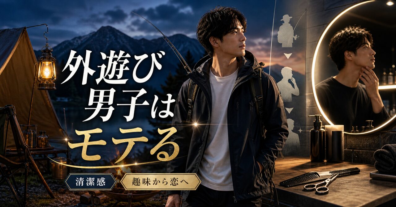 【アウトドア系男子はモテる？】キャンプ・登山・釣りetc. 趣味を恋愛に繋げる秘訣をメンズ美容サロンオーナーが徹底解説のアイキャッチ