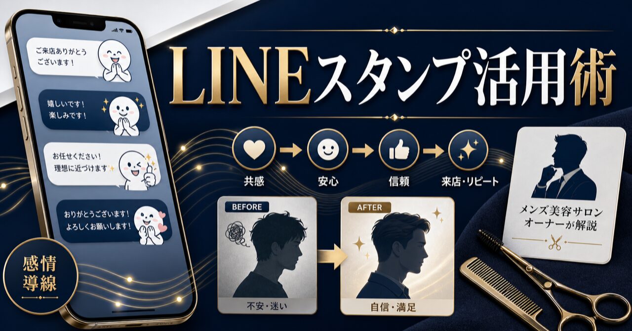 モテる男はスタンプで堕とす！LINE絵文字・スタンプの「感情を揺さぶる」戦略的活用法をメンズ美容サロンオーナーが徹底解説のアイキャッチ