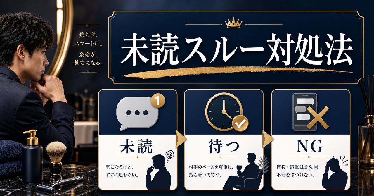 既読スルーより深刻？「未読スルー」された時の男性心理とスマートな対処法・NG行動をメンズ美容サロンオーナーが徹底解説のアイキャッチ