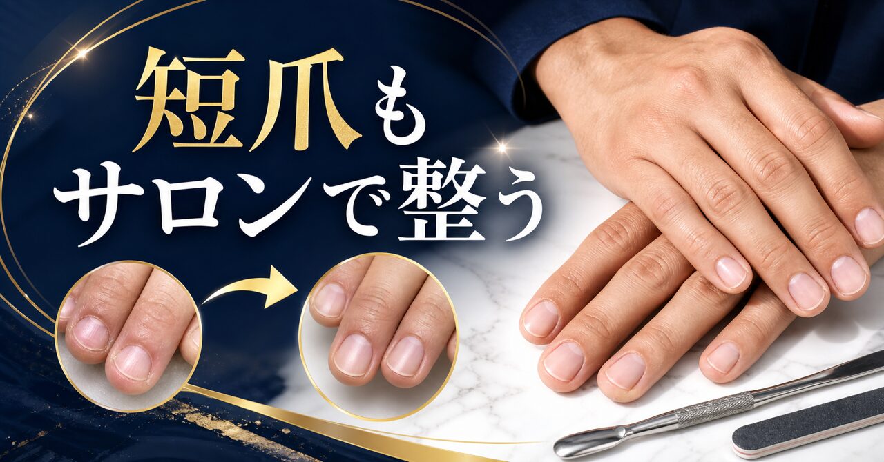 【深爪・短い爪OK】メンズネイルサロンでできることとできないことを徹底解説のアイキャッチ